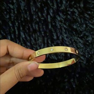 Gold hinge bracelet with rhinestones